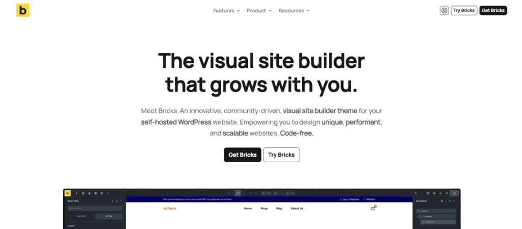 Bricks page builder